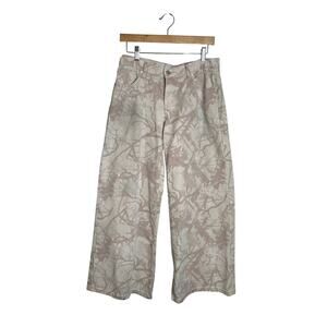 Refrain Los Angeles Mid-Rise Wide-Leg Jeans Pink-Tan Camouflage 7/28